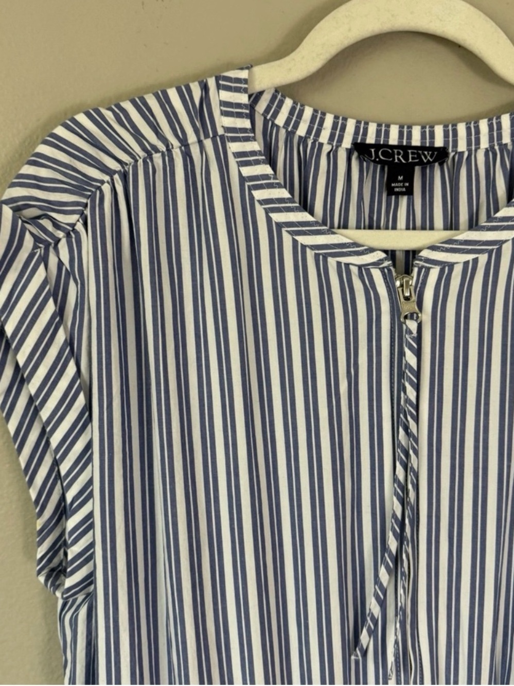 BNWT J. Crew Striped Blue & White Midi Dress with Gathered Waist - Picture 5 of 10